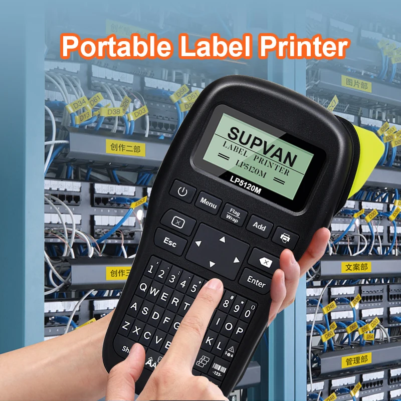 

Original Supvan Portable Label Printer Machine Multi-Languages Wireless Label Maker Industrial Standard Keyboard Labeler LP5120M