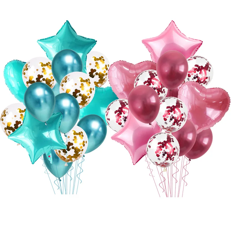 Латексные шары в форме сердца звезды воздушный шар &quotКонфетти&quot блестящие