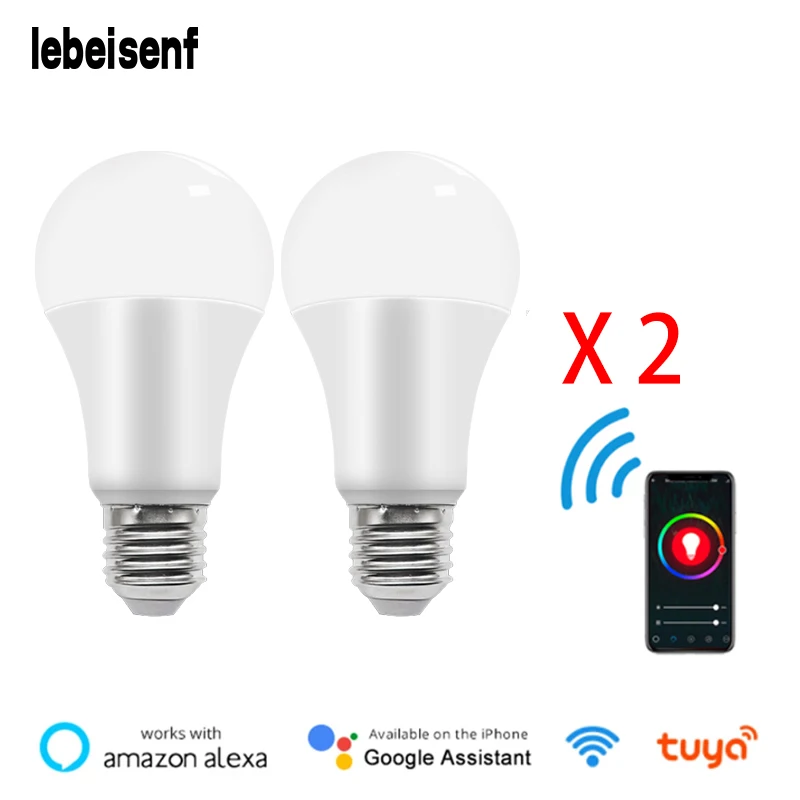 

Регулируемая цветная светодиодная смарт-лампа lebesmenf с bluetooth, 12 Вт, 15 Вт, E27, Wi-Fi, голосовое управление для Google Home,Alexa Home
