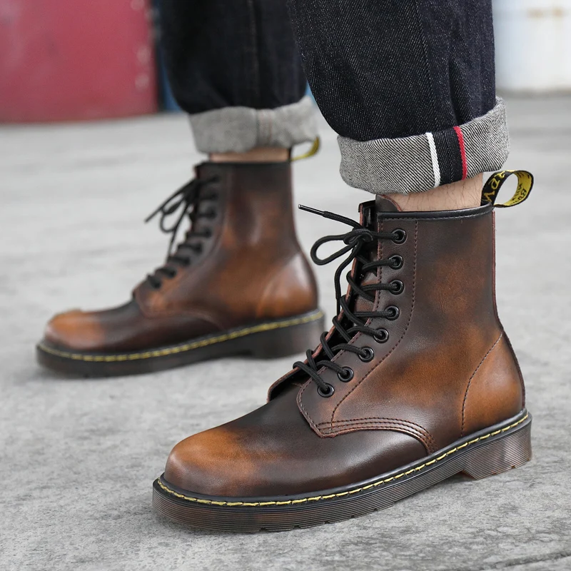 Мужские Роскошные Ботинки Martin модные дизайнерские зимние ботинки из натуральной