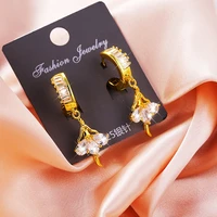 juwang luxury dancing girls charm pendant drop earrings aaa cubic zirconia hoop earrings jewelry for valentines day gifts