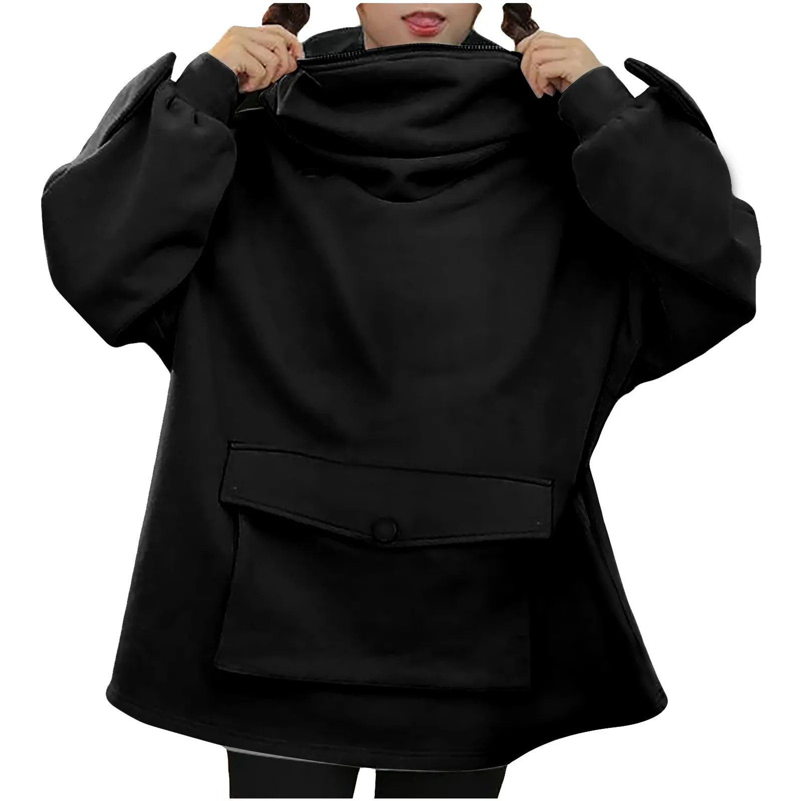 

Women's Sweatshirt Stitching Three-dimensional Pocket Cute Design Pullover Sweatershirt Lady Tops Sudaderas Pullovers D4