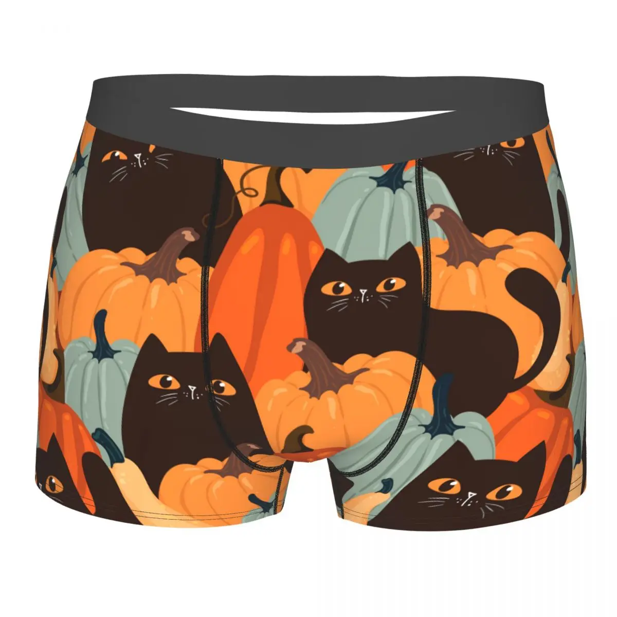 

Halloween Pumpkin Cat Underwear Animals Pouch Hot Polyester Trunk Sublimation Stretch Teen Boxer Brief