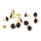 100 комплектов 8 мм черные кристаллы заклепки из горного хрусталя золотые металлические заклепки для одежды сумки кожевенное ремесло заклепки