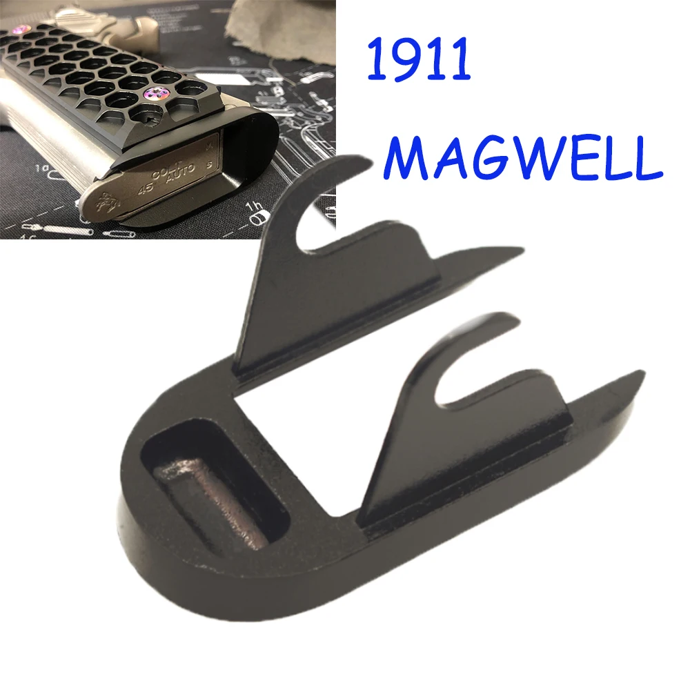 

Wilson Combat -1911 Speed Chute and Magwell - Black Finish - Stainless Steel for Hunting Bushing Mounted Low Profile Magazine We