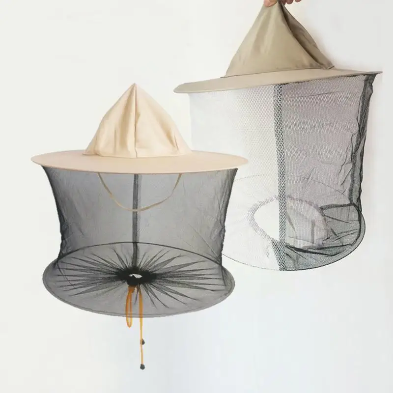 

Beige Fishing Hat Beekeeping Insects Mosquito Net Prevention Fishing Mesh Lone Outdoor Cap Cap Neck Cover Shade J4k3