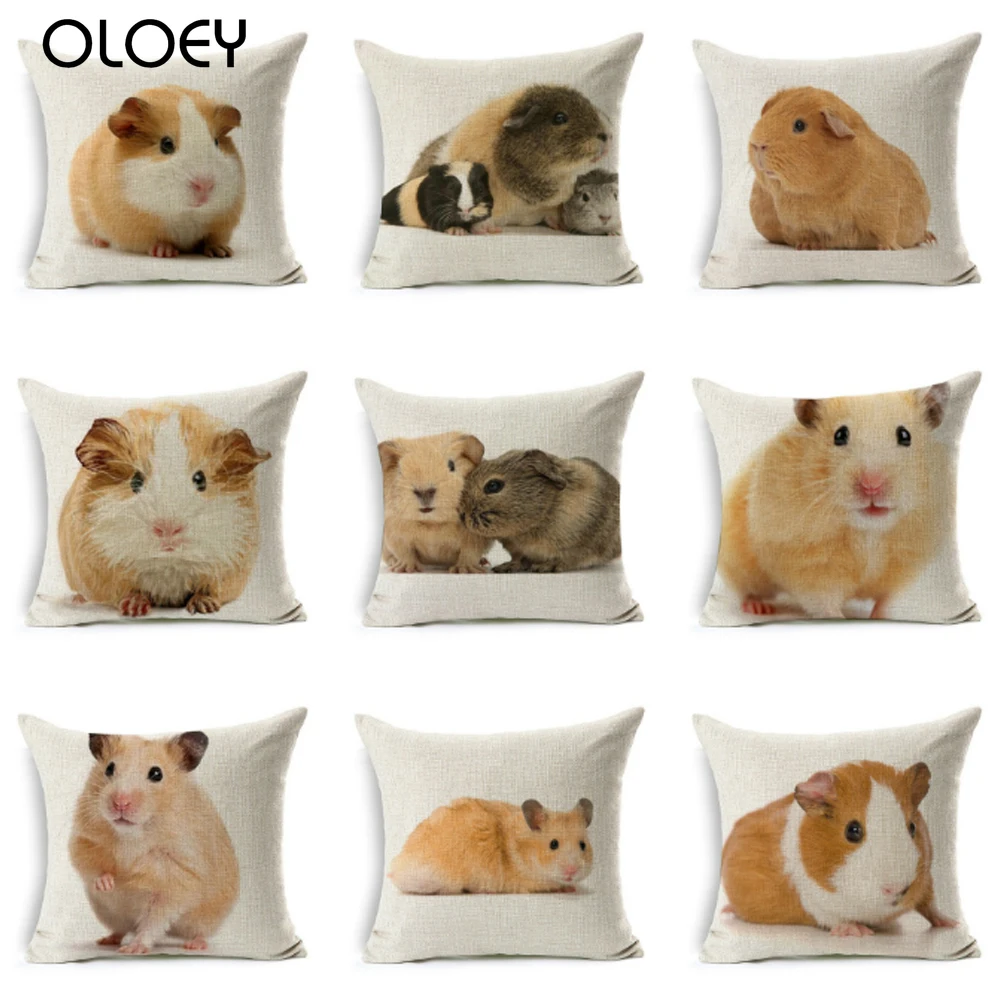 Наволочка из хлопка и льна в виде морской свинки наволочка для домашней подушки