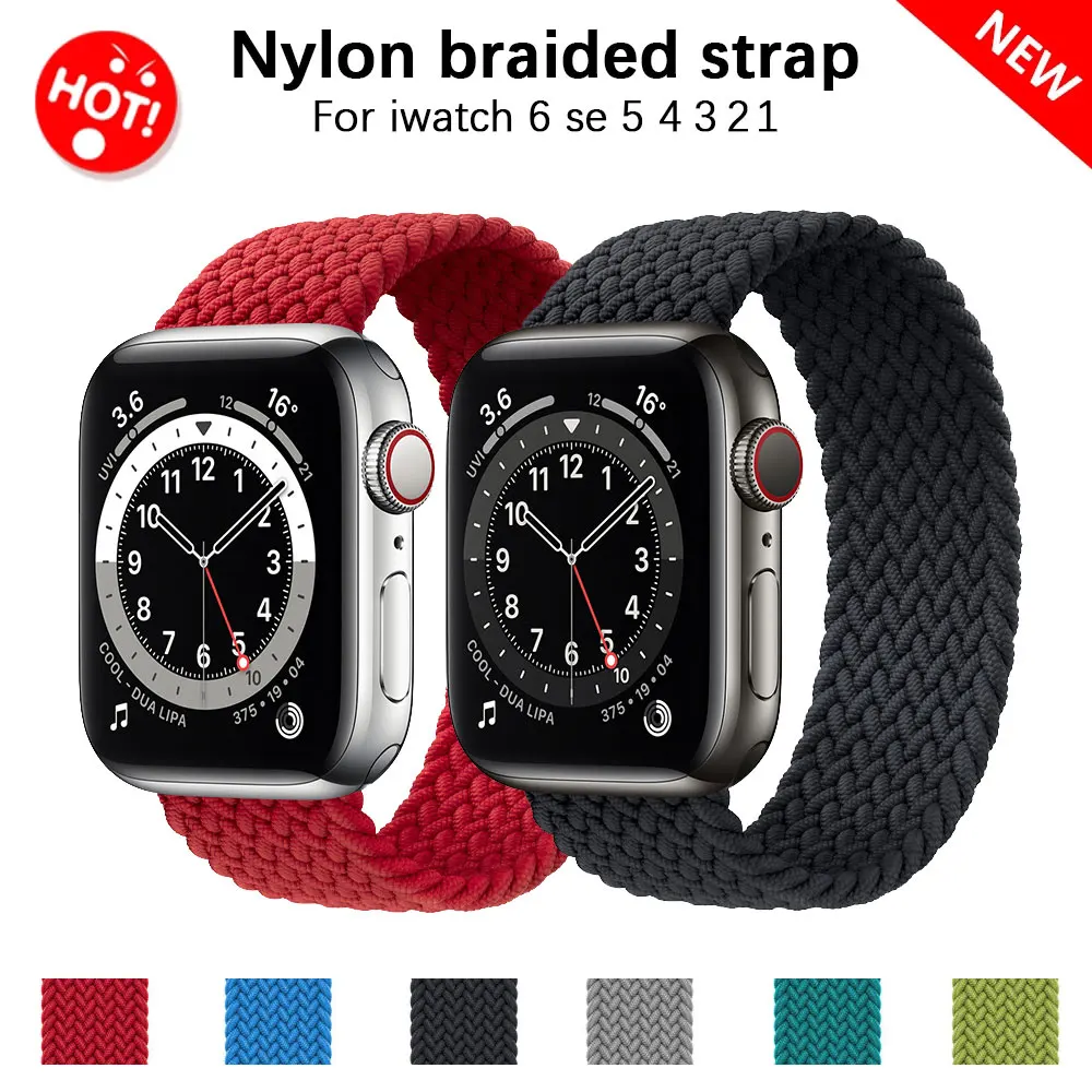 Ремешок Плетеный Соло для Apple Watch Band 44 мм 42 SE 6 Series 5 4 эластичный браслет Iwatch Bands 38 40