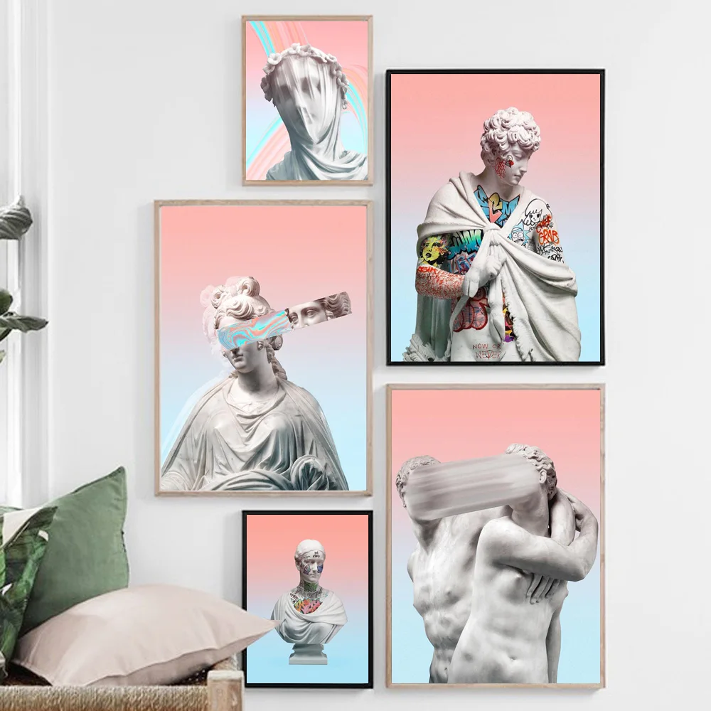 

Pop Art David Sculpture Painting On Canvas Abstract Figure Graffiti Poster Office Living Room Bedroom Home Decoration Pictures