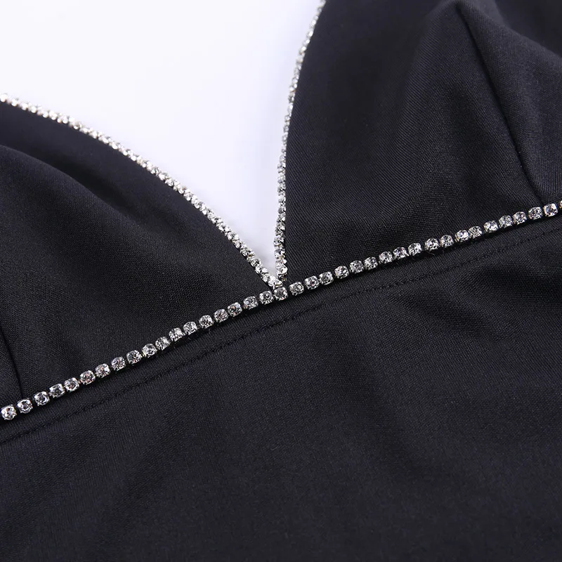 

Sleeveless Sexy Dress For Women Summer 2020 V-Neck High Waist Diamond Glitter Clubwear Bodycon Mini Party Dresses Club Outfits