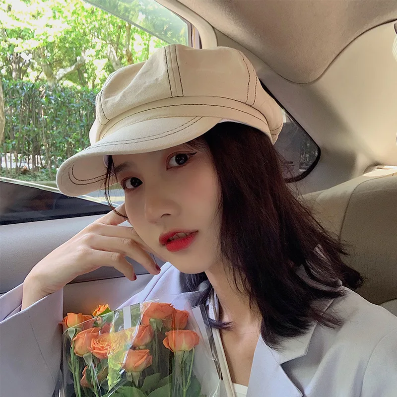 

Boinas Para Mujer Octagonal Hat Summer Thin Korean Style Trendy Wild British Retro Berets Caps for Women Hut Damen Kapelusz 2020