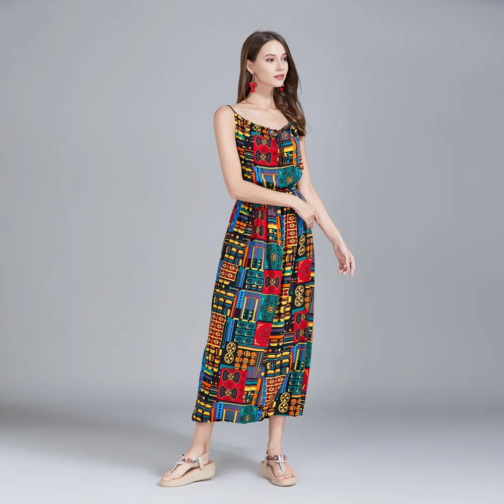 Женское Бандажное платье Vestido Пляжное Платье в стиле бохо повседневное длинное