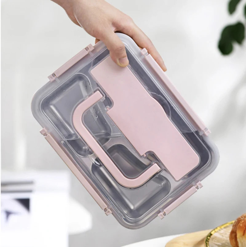 Ланч-бокс 304 из нержавеющей стали для детей и взрослых Bento Boxs герметичный японский контейнер для продуктов портативное хранение для пикника 1.2L