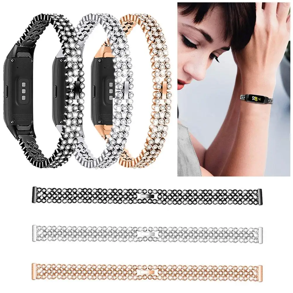 Luxury Stainless Steel Rhinestone Watch Band Strap Shiny Diamond Wristband For Samsung Galaxy Fit SM-R370 2019 Newest Smart | Электроника