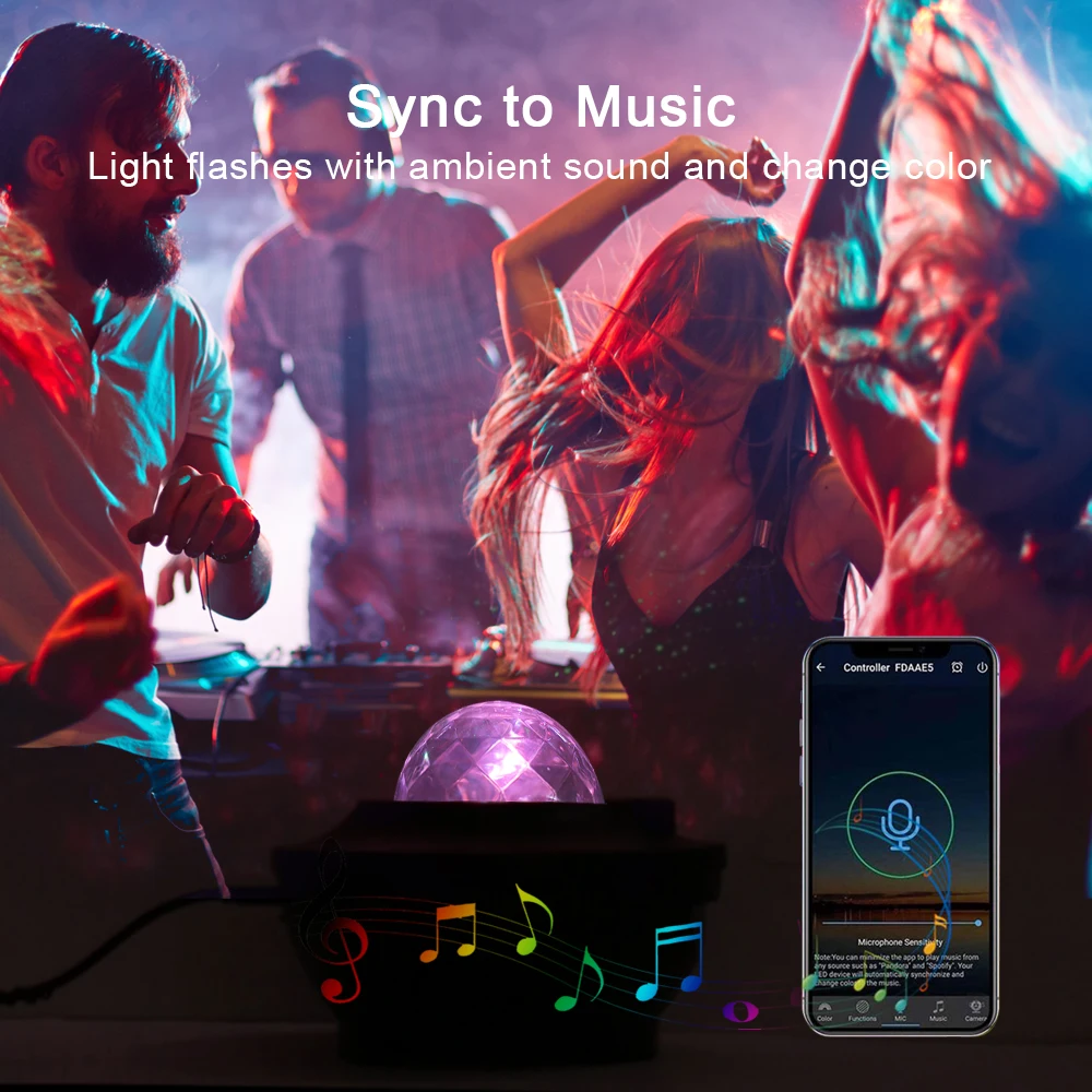 USB звездный светодиодный ночник RGB музыка Звездная вода волна Bluetooth динамик