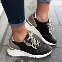 plus size new wedge shoes female all season ladies patchwork breathable comfy lace up sneakers 35 43 womens sport shoes