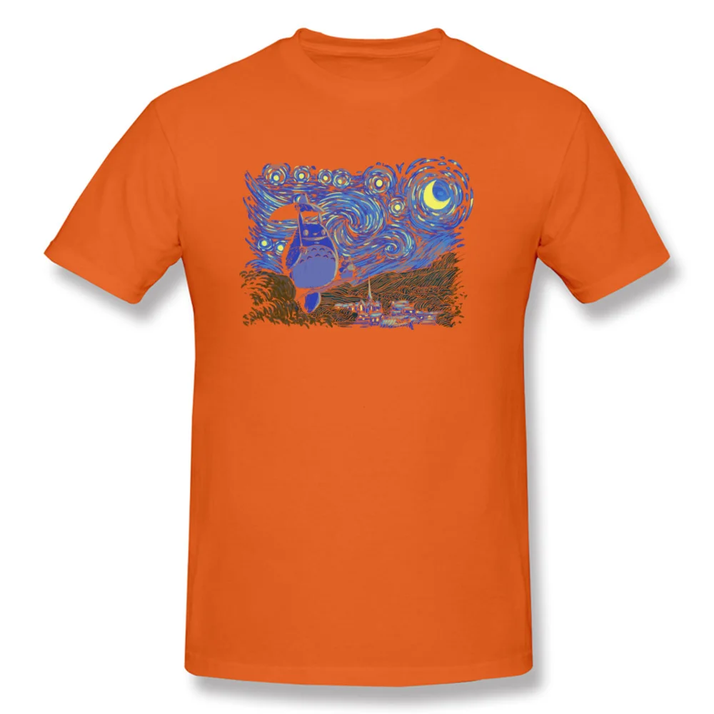 

Men 2020 Leisure Tops Shirts Starry Night Neighbor Totoro Aesthetic T-shirts for Men Pure Cotton Fashion Printed Tops Tees Art