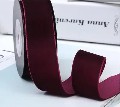 Wine Red 5 м Подарочный цветок, обёрточный материал, толстая однотонная бархатная лента, 25 мм, Флокированная лента, 40 мм, отделка для рукоделия, бант для волос, Свадебный декор для выпечки - Цвет: Wine Red