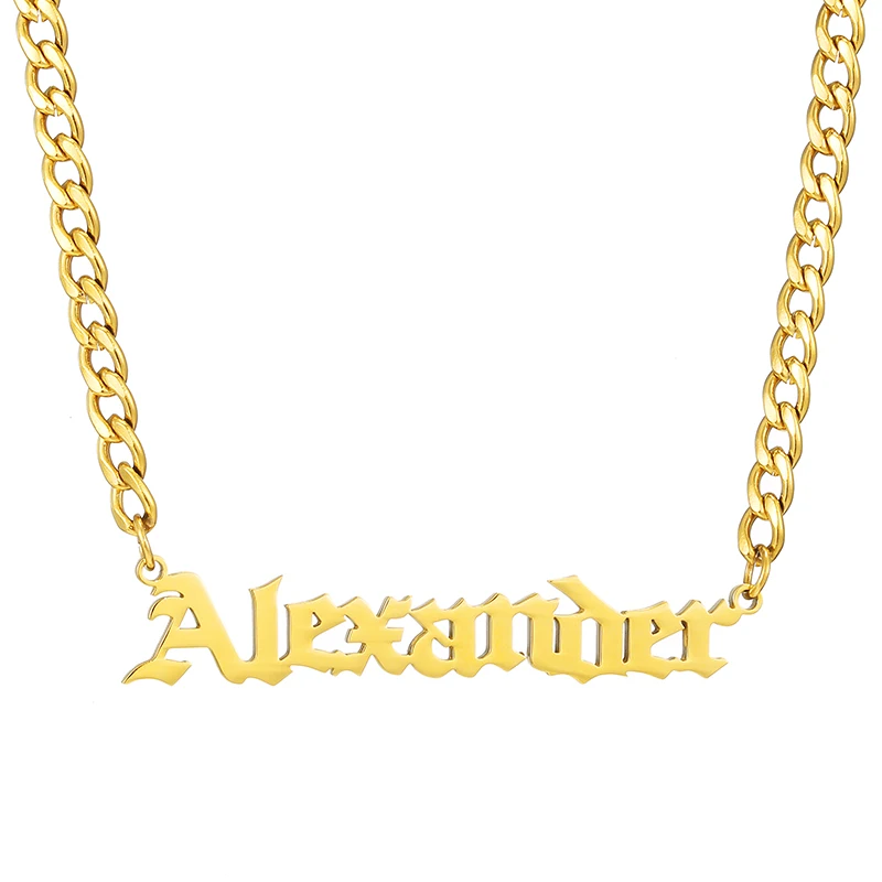 Индивидуальное ожерелье с именем на заказ чокер из нержавеющей стали золотое для