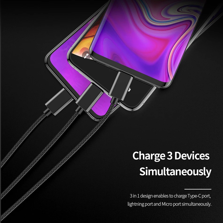 ROCK 3 в 1 USB кабель выдвижной пружинный кабель для iPhone samsung Xiaomi 3.3A Быстрая зарядка type-C кабель для передачи данных кабель