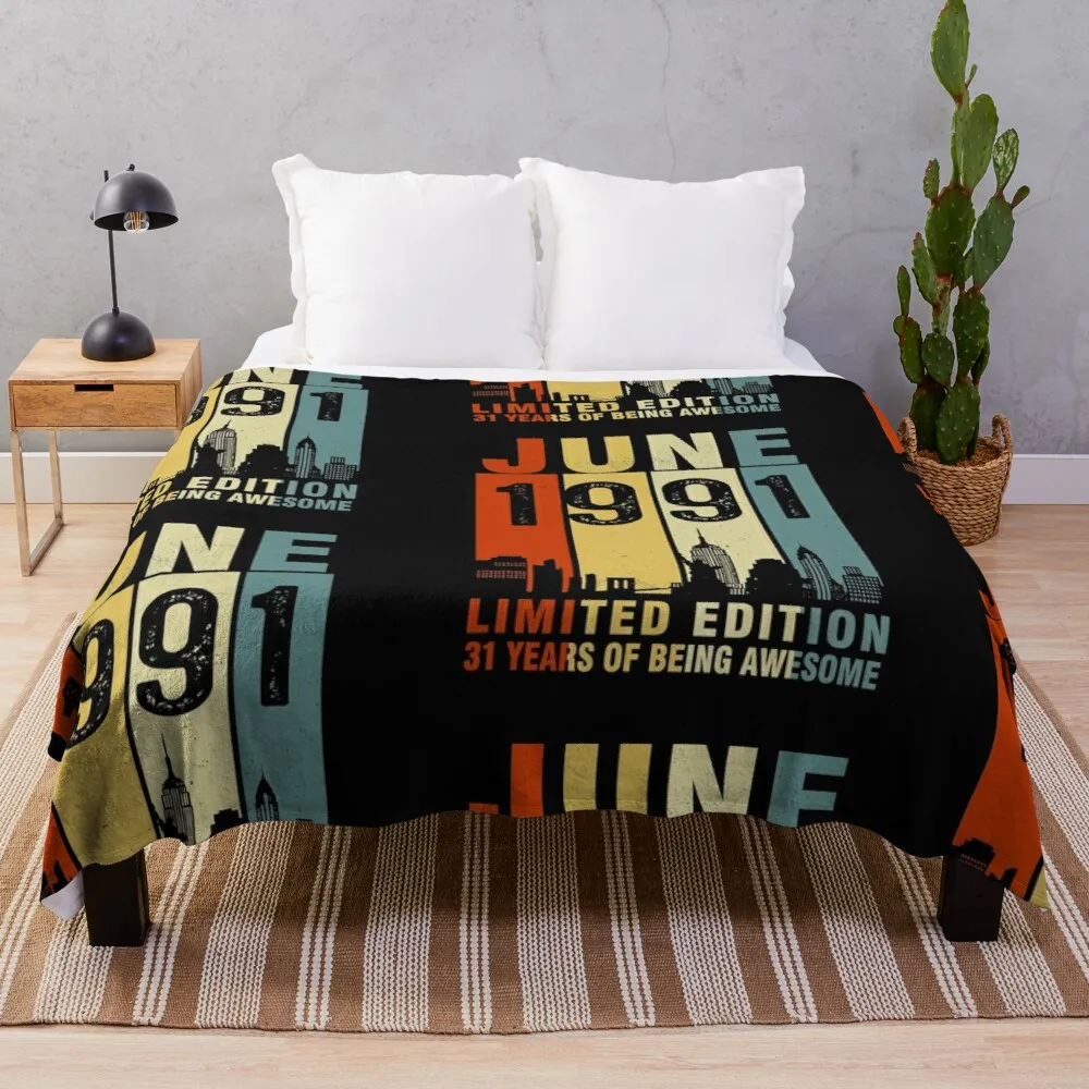 

June 1991 Limited Edition 31 Years Of Being Awesome Plush Throw Fleece Blanket Throw for Boys BedSpread Sofa Bedroon Décor