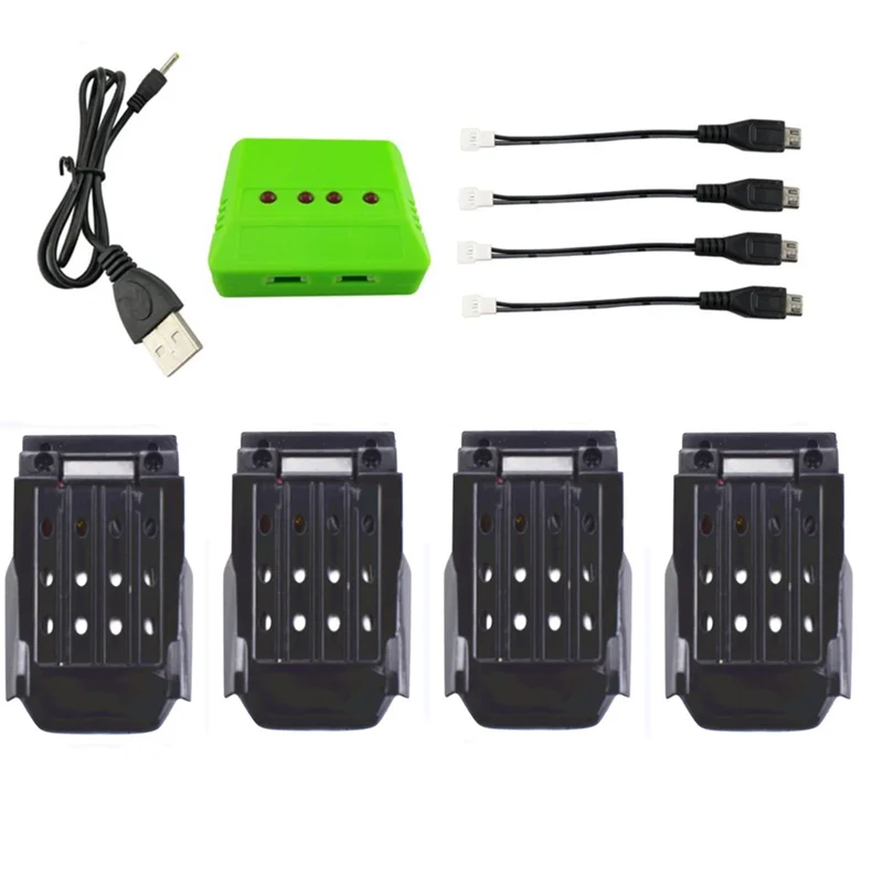 4 шт 3 7 V 220mAh литиевая батарея с в 1 зарядное устройство для E61 E61H E61HW Quadcopter