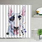 Водонепроницаемая Шторка для ванной, занавеска для ванной с рисунком бульдога, воды, с крючками, для домашних животных, собак