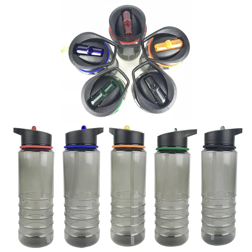 

800ML Sports Water Bottle With Flip Straw 23.8 X 7.5 X 7.5 Cm Leakproof Plastic Fitness Running Gym Bottle Outdoor Accessories