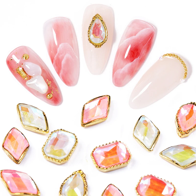 5 штук пакет Стразы для ногтей смешанные цвета плоская задняя квадратная