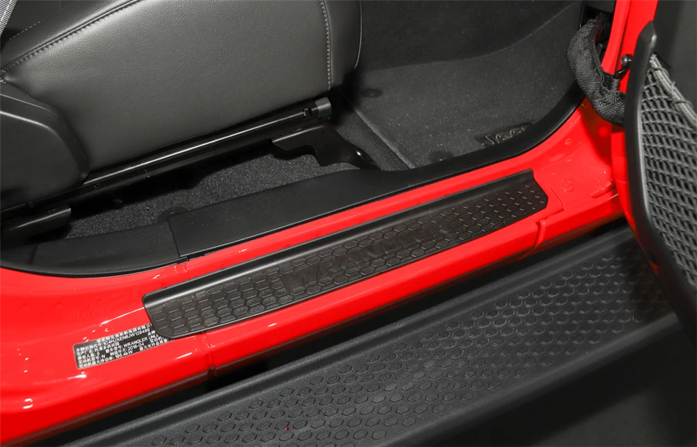 

Car Front Rear Door Sill Guards Entry Guards Cover Protective Trim Stickers for Jeep Wrangler JL 2018 2019 Interior Accessories