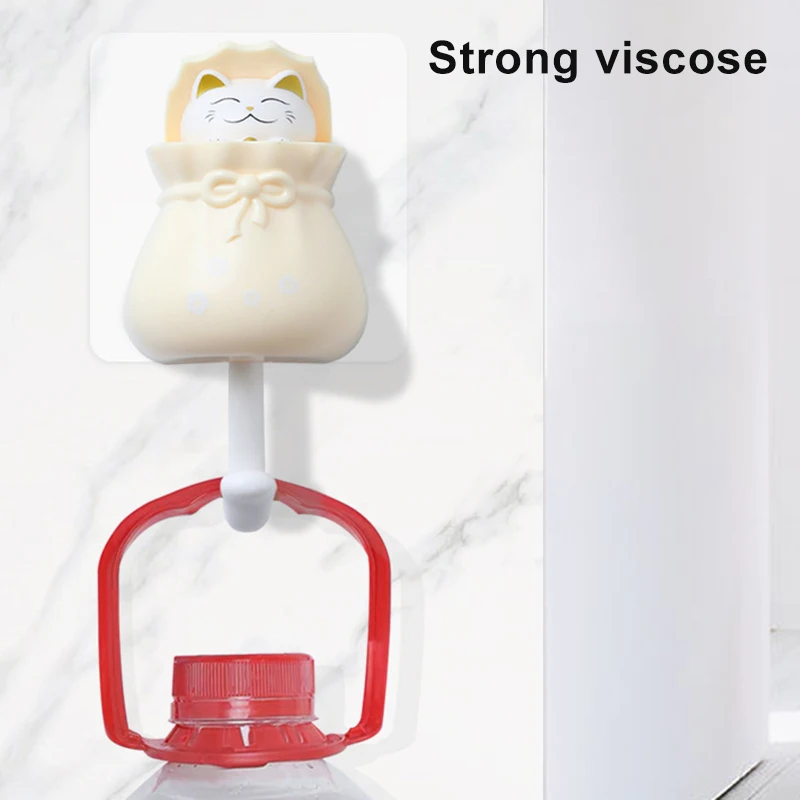 

Adhesive Hook Dynamic Cartoon Figure Towel Wall Hook Punch-free Cute Cat Hanging Storage Device for Keys Bag Hat DFDS889
