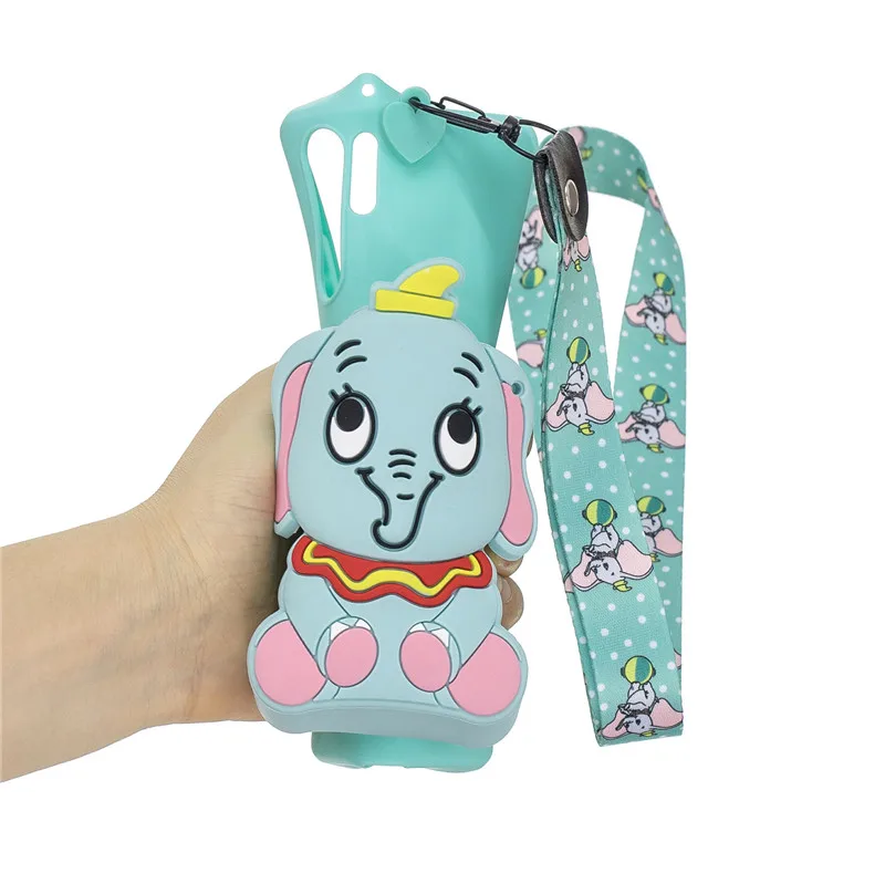 mint dumbo С принтом медвежонка панды Дамбо шеи Плетеный бумажник кошелек для мелочи для samsung Galaxy J4 J6P S8 S9 S10Plus Note8 9 Note10 плюс A50 A9 A7 чехол - Цвет: mint dumbo