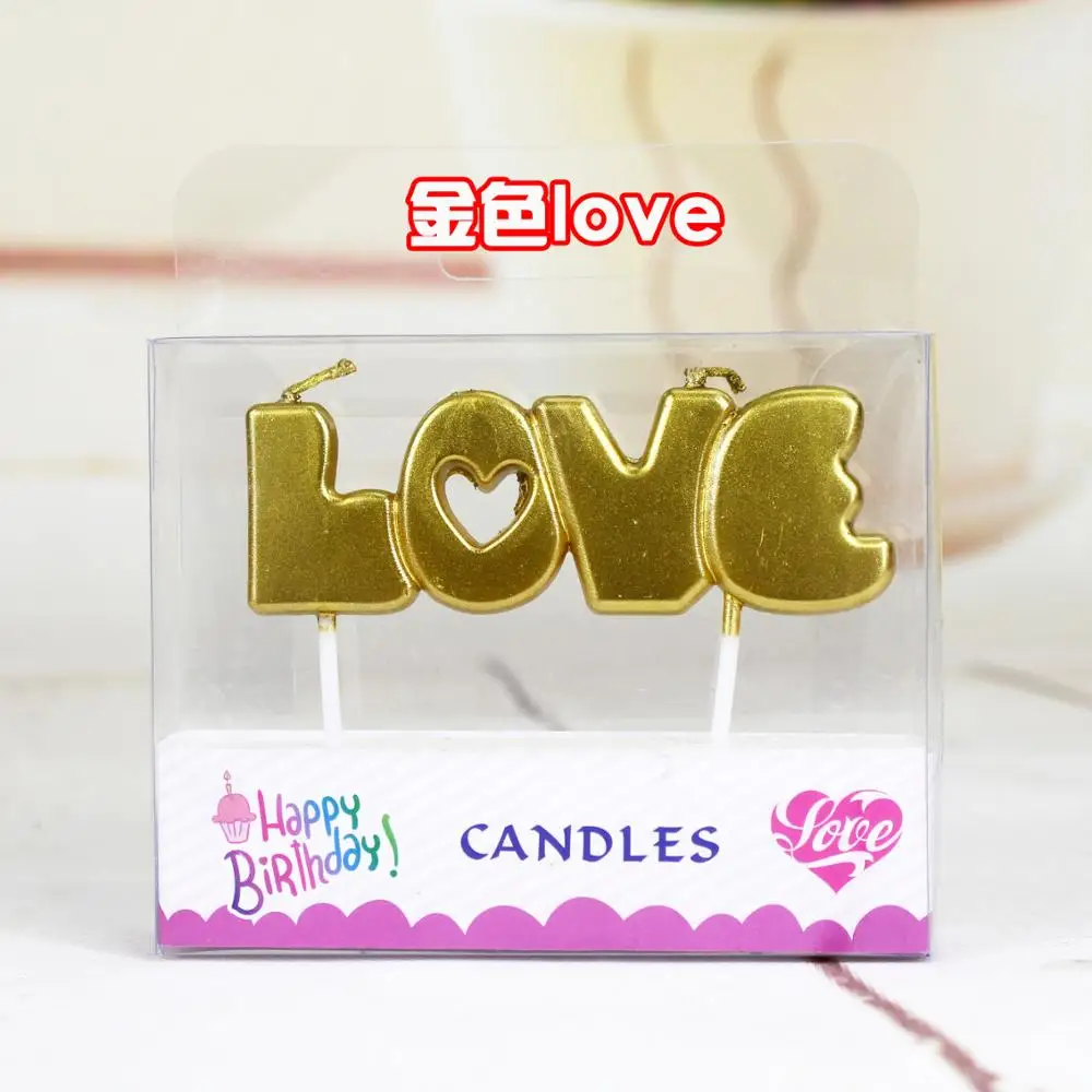 Gold love 1 комплект золотого и серебряного цвета с надписью «Happy Birthday», праздничный торт, праздничные принадлежности для дня рождения, милые свечки на день рождения для кухни, выпечка в подарок - Цвет: Gold love
