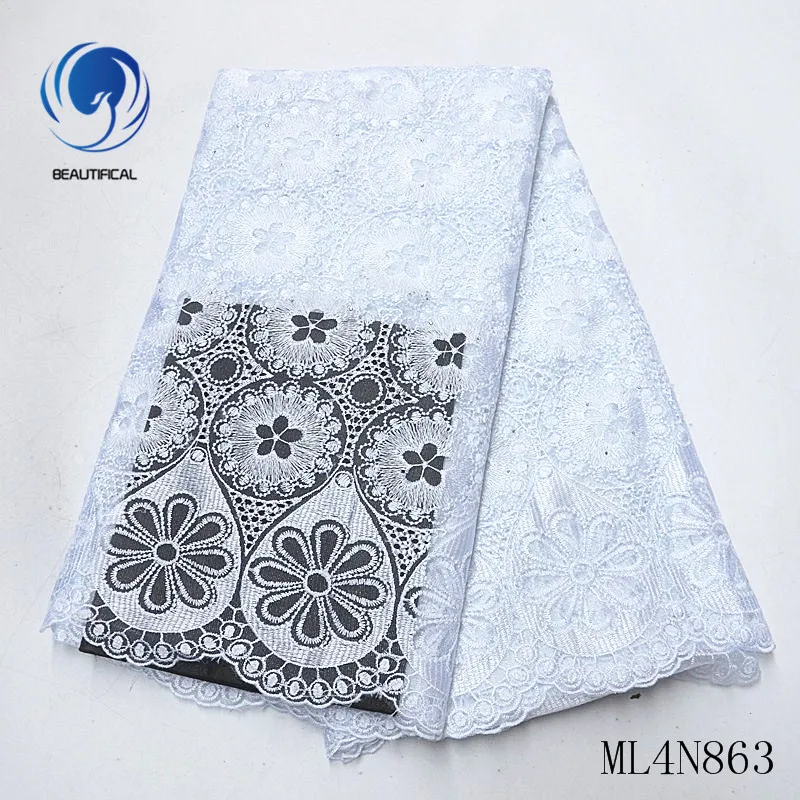 

Beautifical nigerian lace fabrics New arrival nigerian tulle lace for women 5yards embroidery lace fabric with stones ML4N863