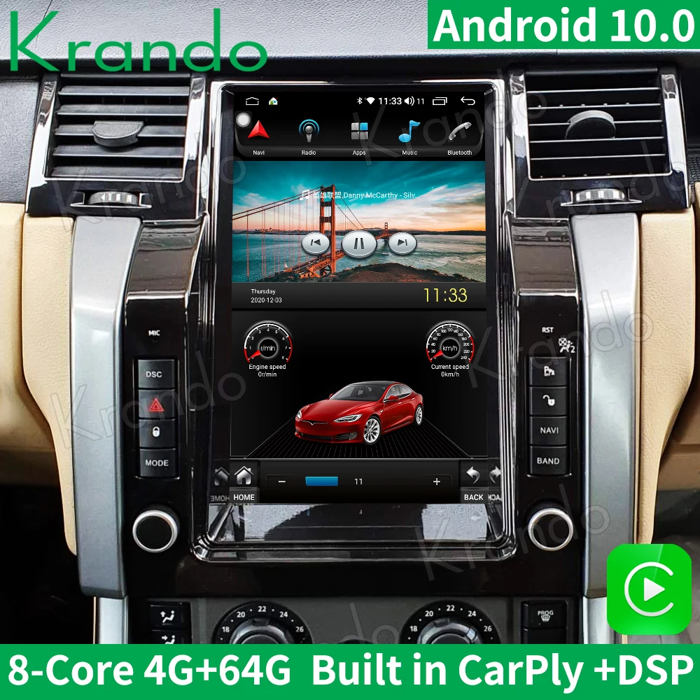 

Krando Android 10.0 4G 64G 12.1'' Car Multimedia Player For Land Rover Range Rover Sport L320 2005-2009 Stereo Navigation