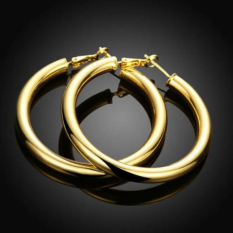 

Smooth Circl Jewelry Yellow Gold Filled Classic Women Girl Sexy Hoop Earrings Gift