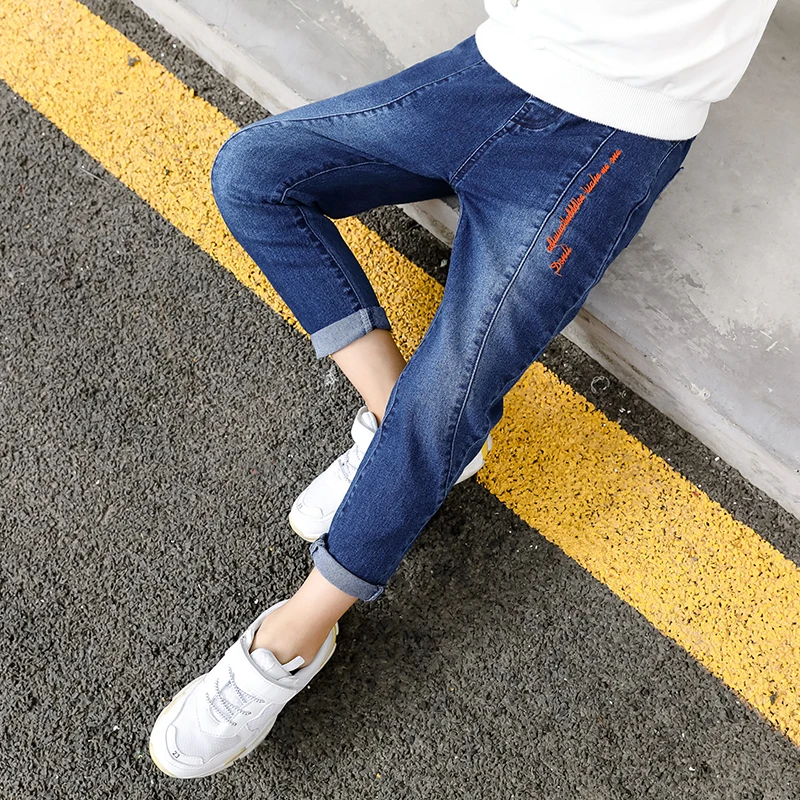 Детские узкие джинсы IENENS классические брюки с эластичной резинкой на талии для