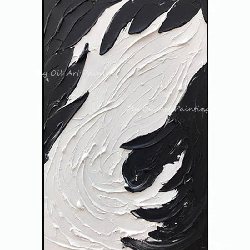 Современная 100% ручная работа черно-белый нож пейзаж картина маслом на холсте