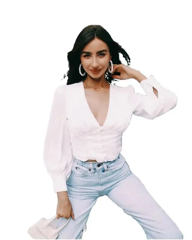 

Autumn cardigan long sleeve slim V-neck retro French temperament button shirt plus size women clothing women tops casual