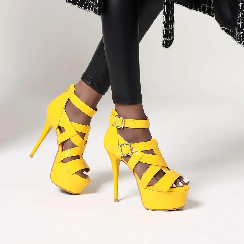

Brand Elegant sandals Women High Heels Pumps Super high heel 13cm Women's Banquet sandals waterproof platform toe sandals 33-48