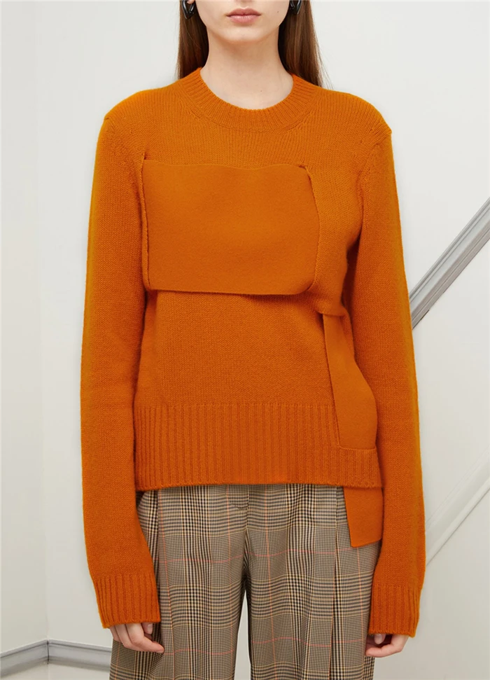 Женский Асимметричный вязаный пуловер Свитер оверсайз на осень 2019 | Женская