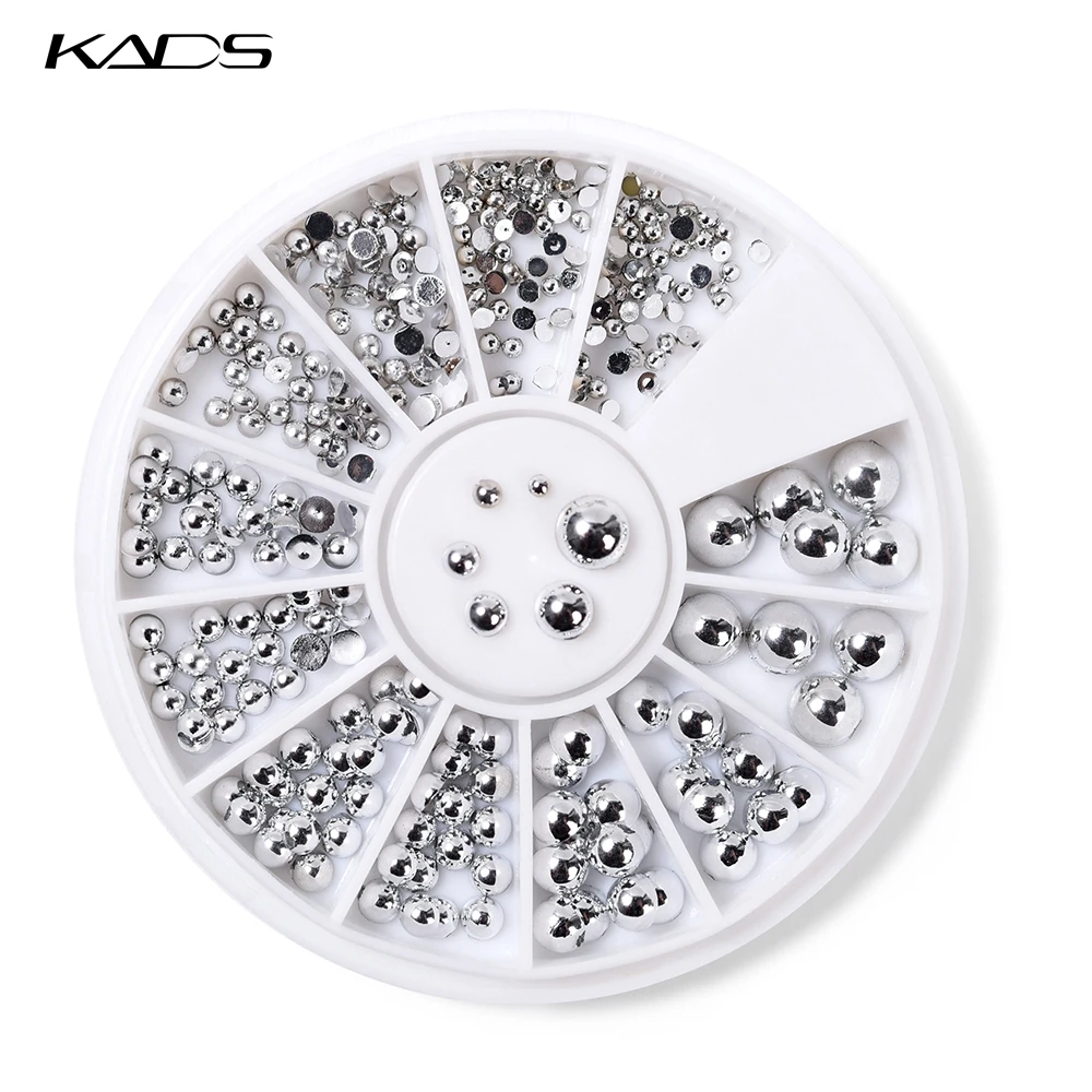 KADS Серебристые жемчужные стразы для ногтей круглые украшения аксессуары с