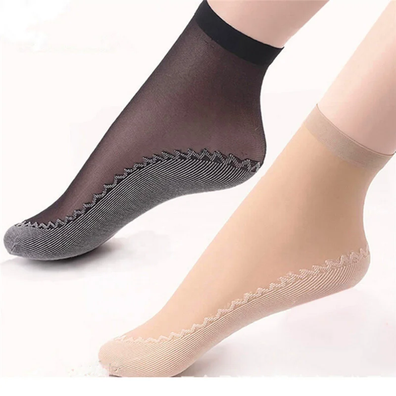 

Quality 10Pairs High Women Socks Velvet Silk Spring Summer Socks Breathable Soft Cotton Bottom Wicking Slip-resistant Short Sock