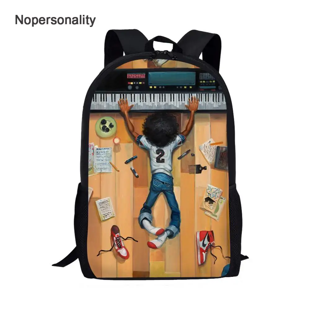 

Nopersonality Cartoon Black African American Boys Print School Bag Cool Schoolbags for Student Kids Elementary Children Bookbags