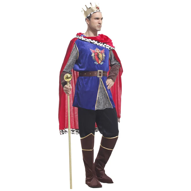S-M Мужчина Король Косплей Взрослый Хэллоуин Средневековые Костюмы Пурим