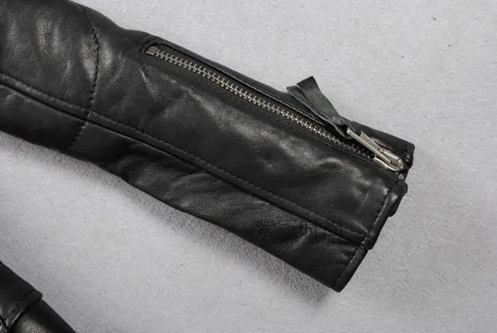 

100% sheepskin slim fit motorcycle women black lady's fashion real leather jacket with zippered pocket outerwear female