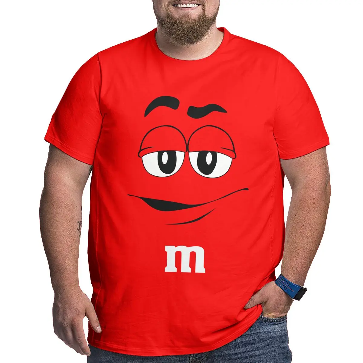 

M&M Crew (Large Scale)candy, Chocolate, Sweets Food Cute Eat T-Shirts Crew Neck Big Tall Tees Short Sleeve Clothing Big Size
