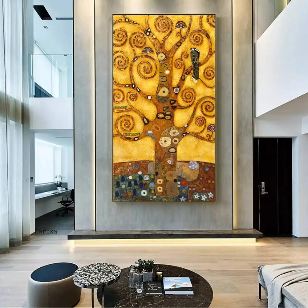 

Tree of Life By Gustav Klimt Canvas Painting Classic Abstract Exotic Poster Wall Art Picture for Salon Home Decor Cuadros