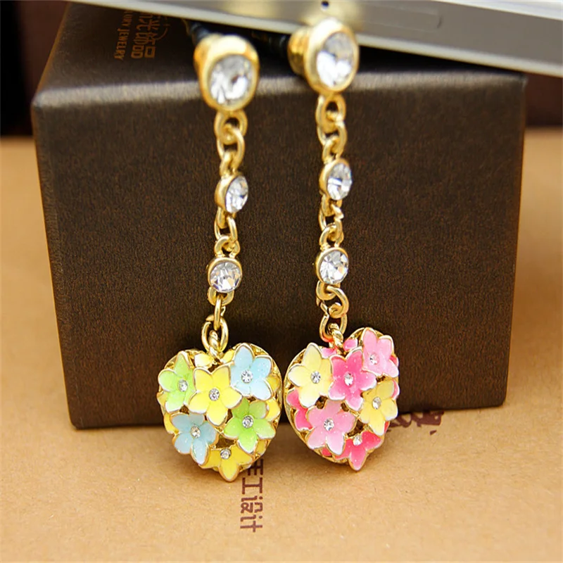 

Delicate Drops Of Oil Colorful Flower and Heart design Anti Dust PLug For Iphone6 For Samsung And All 3.5mm Earphone Dust Plug