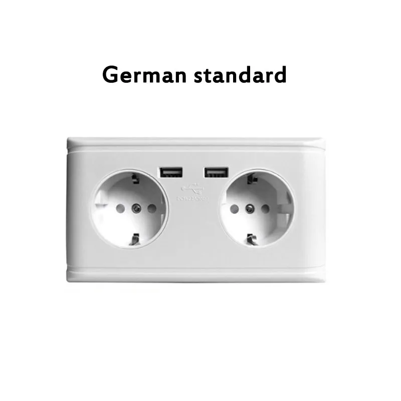 Настенное зарядное устройство с двойным USB портом немецкий/французский адаптер
